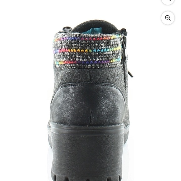 BZEES Womens Black Heathered Lace Up Brooklyn Round Toe Wedge Zip-Up Boots - Picture 5 of 11